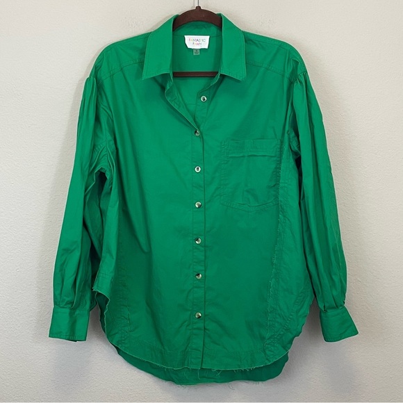 FANTASTIC FAWN Kelly Green Oversized Raw Shirt Size S - Picture 1 of 9